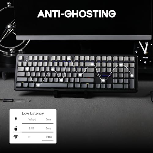 Image of EPOMAKER Aula F108 Wireless Gaming Keyboard, Mechanical Keyboard with 8000 mAh Battery, 108 Hot-Swap and Programmable Keys, RGB Backlight, for Mac /PC /Android (BlackOmbre, Greywood V3)