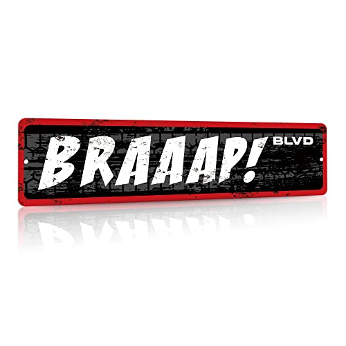 Putuo Decor Braaap Street Sign - Grunge Room Decor, Funny Blvd Sign, Cool Man Cave Decor For Bedroom, Garage, Bar & Smoking Den, Decorative Road Sign, 16X4In #TOP8