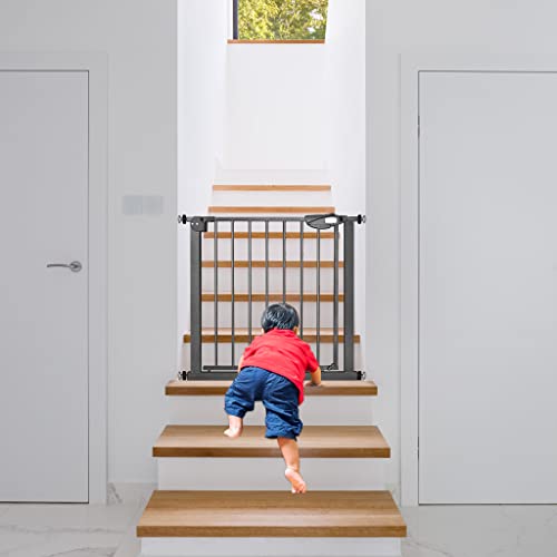 JOIEYOU Treppenschutzgitter ohne Bohren, 95-105 cm Türschutzgitter Treppengitter für Kinder und Haustiere, Einhändiges Öffnen, Schwarz
