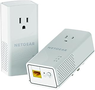 NETGEAR PowerLINE 1200 Mbps, 1 Gigabit Port with Pass-Through, Extra Outlet (PLP1200-100PAS),Pale Gray