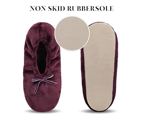 Image of Keyela Women's Ballerina Slippers,Non-Slip Bedroom Slippers Socks | Soft fuzzy slipper socks for ladies Indoor home slippers Cozy sock slippers Ballet Slippers