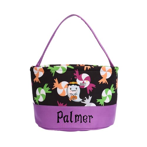 Personalized Halloween Basket, Trick Or Treat Bucket For Kids, Custom Name Halloween Candy Bags For Boys Girls (Style 5)
