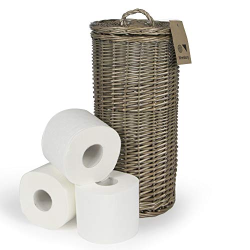 Panier à rouleaux de papier toilette en osier - Peut contenir 3 rouleaux de saule antique - Rangement traditionnel pour rouleaux de papier toilette - Petit panier de rangement pour salle de bain Cover