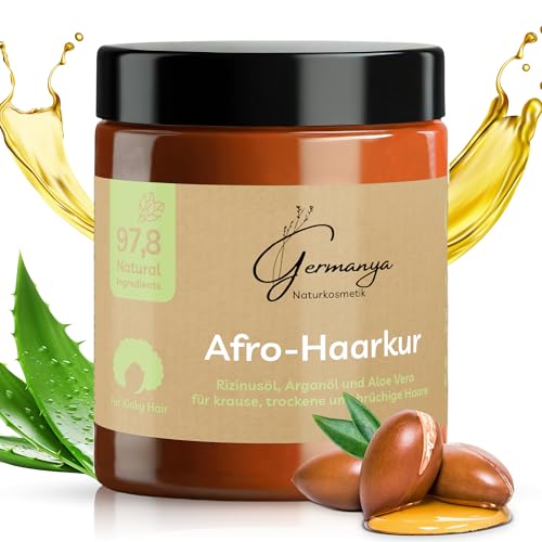Mascarilla intensiva para el cabello con aceite de argán, aceite de ricino y aloe vera, vegano, hidratación profunda y antiencrespamiento para cabello rizado, ondulado y afro – Cuidado reparador