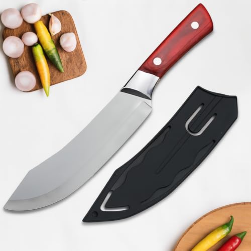 Image of Wizbiz Heavy Duty Chef Knife with Cover,High Carbon Steel Butcher Cleaver,Kitchen Chef Knives Meat,Bone,Fish and Vegetables |Professional Kitchen Cleaver for Slicing & Chopping