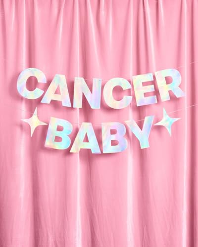 Image of xo, Fetti Cancer Baby Birthday Party Iridescent Foil Banner - 5 Ft. | Zodiac Cancer, Horoscope, Astrology Bday Party Decorations Gift