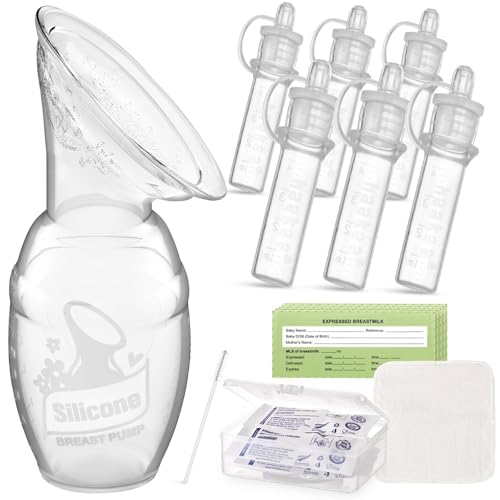 Image of haakaa Gen.1 Manual Breast Pump 100ml/4oz. & 4ml Colostrum Collectors (6pcs) Combo - Liquid Gold Collection Set, Flexible & Soft Silicone Breast Milk Collector with Ready-to-use Colostrum Syringe