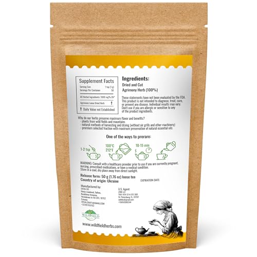 Image of 1.8 oz. Agrimony Herb Dried Cut Agrimony Flower Tea (Agrimonia Eupatoria L.) - Agrimonia Herbal Tea 50g (1.8 Oz)