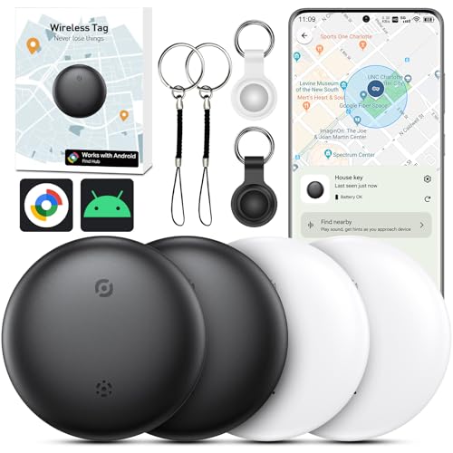 Android Air Tracker, 4 PCS Bluetooth Localizzatore Chiavi Compatibile con Trova Dispositivo(Solo Android), Android Smart Tracker Tags per Portafogli,Chiavi,Zaini