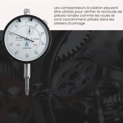ACEMETER Indicateurs à Cadran Métrique Comparateur de Précision 0,01 mm, Gamme de 0~10 mm – vue 5