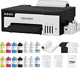 RocRow A4 L8058 DTF Printer Bundle, XP600 DTF Printer Machine for DIY T Shirt Printing, Auto Cleaning for DIY & Custom Printing, Auto Curing, L8,White Ink Mixing