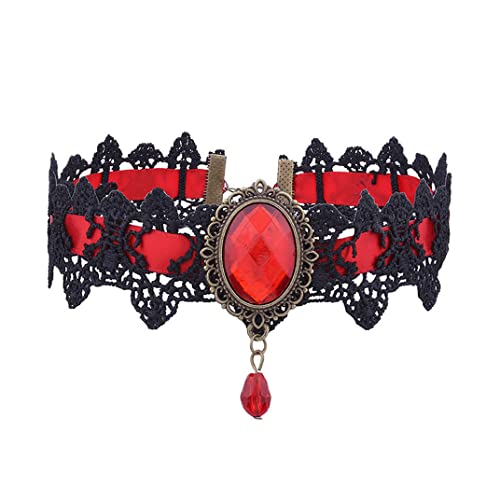 Wedity collier évidé Collier Chaîne goutte d'eau style clavicule Choke collier bijoux Halloween Party accessoires pour femmes (Rouge)