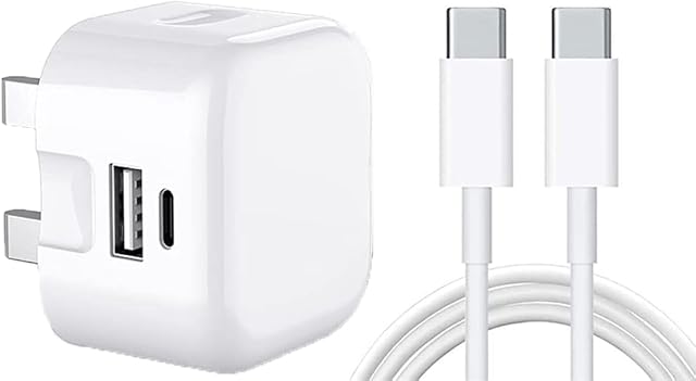 USB C Charger Plug, 20W Dual Ports USB A + USB C PD Wall Fast Charger For Samsung Galaxy A14/A34/A54/A13 5G/A23/A33/A53/A04s/M23/M33/M53 5G Charger Adapter Block with Cable (WHITE)