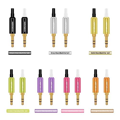 Miniatura 5 de Enchufe de repuesto de 0.138 in, conector de reparación 0.138 in TRS 3 polos estéreo macho de 18 pulgadas, conector de cable de audio tipo soldadura