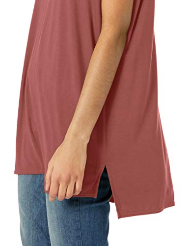 Daily Ritual Women's Jersey Oversized-Fit Dolman-Sleeve V-Neck Tunic, Dark Rose, Medium #TOP1