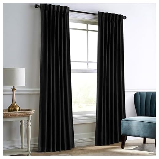 Dreaming Casa Darkening Black Velvet Curtains for Living Room Thermal Insulated Rod Pocket Back Tab Window Curtain for Bedroom 2 Panels 52" W x 96" L