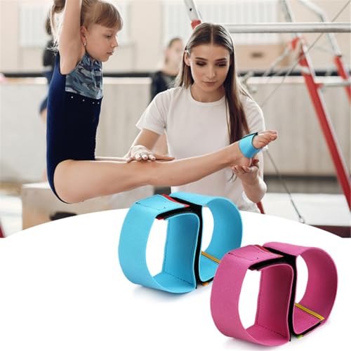 Foot Straps for Gymnastics, 2 Pairs Gymnastics Sticky Toes Tumbling Trainer Aid Elastic Foot Bands, Back Handspring Trainer Cheerleading Dance Gymnastics Training Equipment for Girls Boys Practice