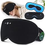 Smart Bluetooth Bamboo Cotton Sleep Mask Headphones, 3D Weighted Compress Cooling Gel Eye Mask 100% Blackout Sleep Mask Zero Eye Pressure|Warm&Cooling mask Hot Cold Therapy Sleep Headphones