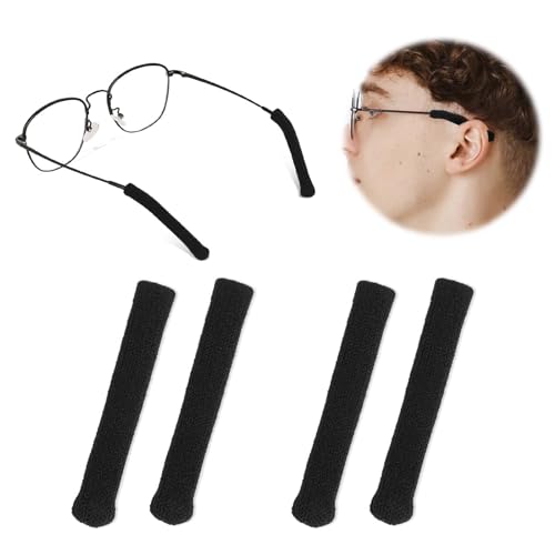 Abeillo 4PCS Glasses Ear Cushions, Soft Eyeglass Anti Slip Temple Tips Elastic Ear Pads for Glasses Spectacle Arms Sleeves Covers Eyewear Retainer for Glasses Sunglasses