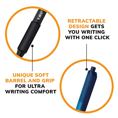 Bic Soft Feel Black Retractable Ballpoint Pens, Medium Point (1.0Mm), 36-Count Pack, Black Pens With Soft-Touch Comfort Grip #TOP7