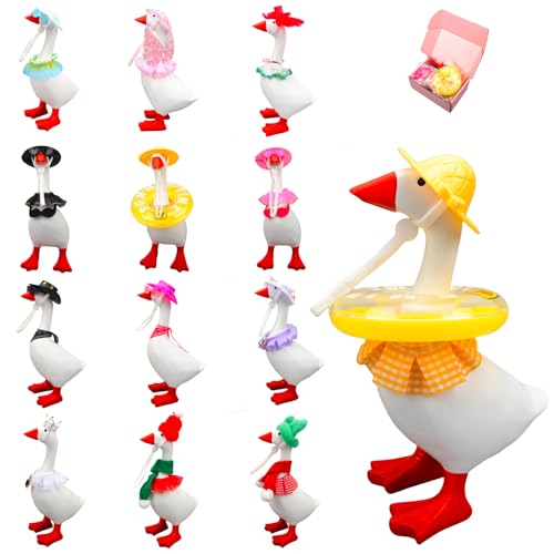 emciba 12 Sets Seasonal Desk Goose Outfits, 39 Pcs Mix & Match Costumes for 7 Inch Magnetic Goose Statue, Fun All-Year-Round Mini Hats & Accessories for Magnetic Geese Statue Key Holder