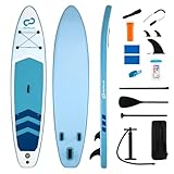 COSTWAY Tabla Paddle Surf Hinchable, Stand Up Paddle Board Inflable con Remo, 3 Aletas, Bomba Manual, Mochila de Viaje, 336 cm Padel Surf para Jovenes y Adultos, Soporta hasta 160 kg (Azul Oscuro)