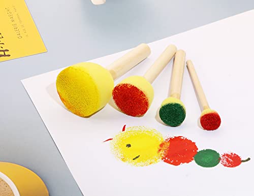 Foam Sponge Brushes Set Penta Angel 8Pcs Multi Size Round Painting Sponges Tools With Wood Handle For Acrylic Stains Watercolor Varnishes And Crafts Diy(Mixed Size, Yellow) #TOP5