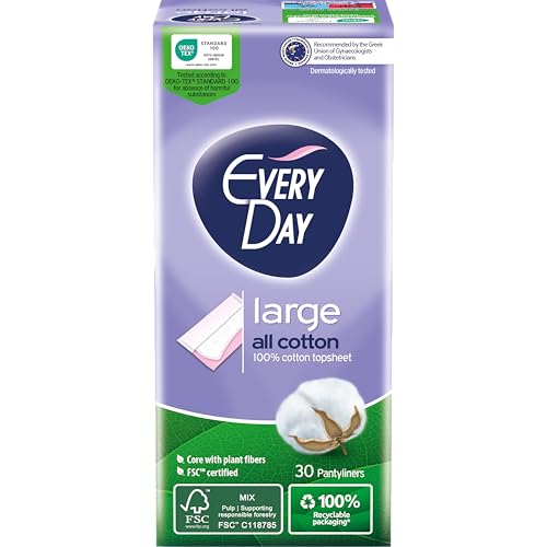 EveryDay All Cotton - Salvaslips grandes, filtrante, 100% algodón, 30 unidades