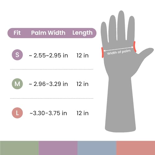 Rubber Cleaning Gloves for Dishwashing, 4 Pairs Reusable Kitchen Gloves for Washing Dishes and Household Cleaning, Colorful Dish Gloves with Flocked Lining and Non-Slip Grip, Pefect for Woman Men - S