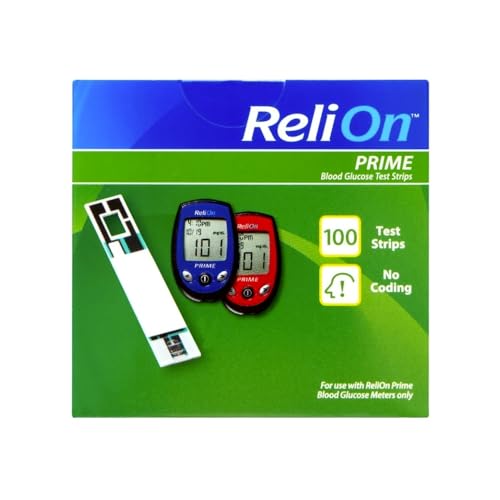 FCQP ReliOn Prime Blood Glucose Test Strips No Coding 100 Count for ReliOn Prime Meters