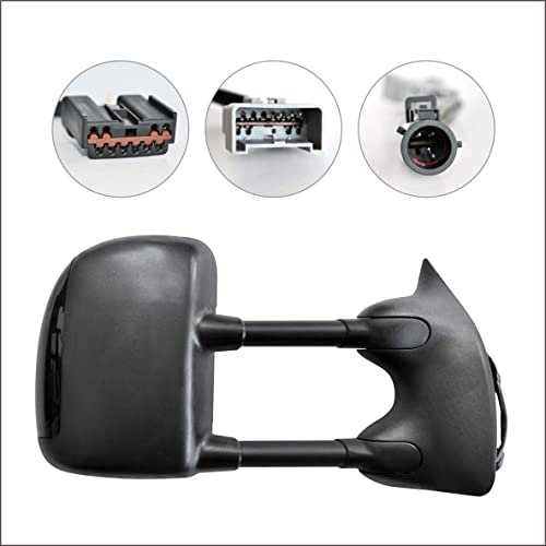 Perfit Zone Towing Mirrors Replacement Fit For 1999-2007 F-250 F-350 F-450 F-550 Super Duty, Power Heated,W/Smoke Signal,Black (Pair Set) #TOP3