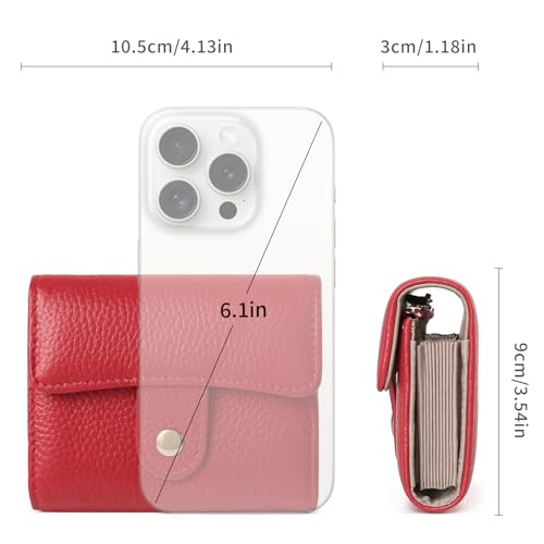 Image of GOIACII Women's Credit Card Holder RFID Blocking Genuine Leather Red