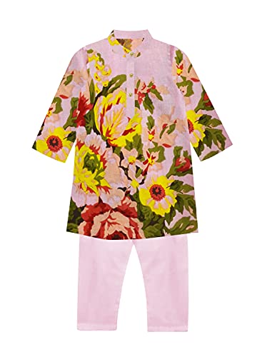 Image of A.T.U.N. (ALL THINGS UBER NICE) Boys Full Sleeve Cotton Floral Printed Kurta and Pyjama Set | Ethnic Clothing Set for Festival and Special Occasion | 2 Piece Set for Boys