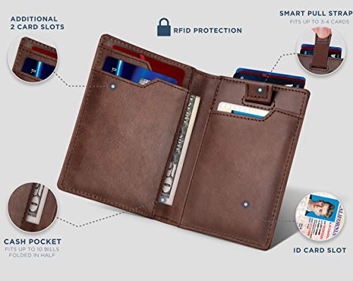 Image of SERMAN BRANDS Wallets for Men Slim Mens leather RFID Blocking Minimalist Card Front Pocket Bifold Travel Thin