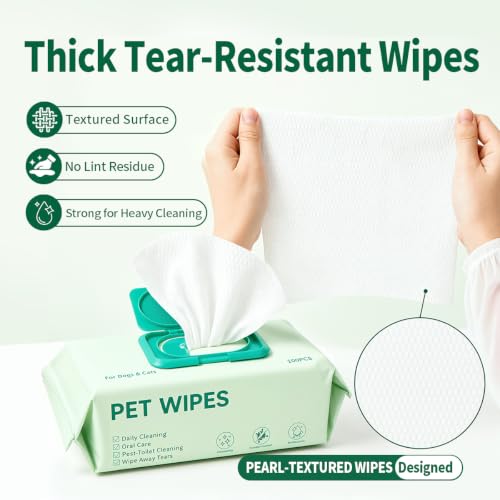 Image of 100 Count Pet Wipes, Plant-Based Hypoallergenic Pet Cleaning Wipes