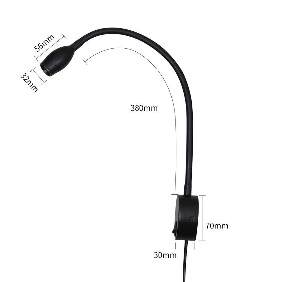 Image of LED Reading Lamp 3W Warm White 3000K for Reading Books Black Plug Cord 2PCS (RS032)