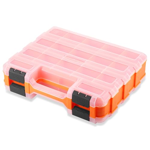 Huiguli Caja Clasificadora de Tornillos de Doble Cara, 34 Compartimentos, Organizador de Herramientas para Guardar Tornillos con Separadores Extraíbles, Caja de Almacenamiento para Tornillos, Clavos y