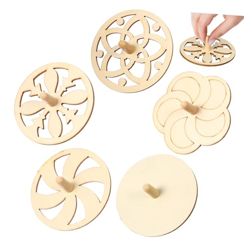 GARVALON Wooden Gyroscope Toys for Kids 20pcs Unfinished Spinning Tops Paint Your Own Craft Toys Random Color