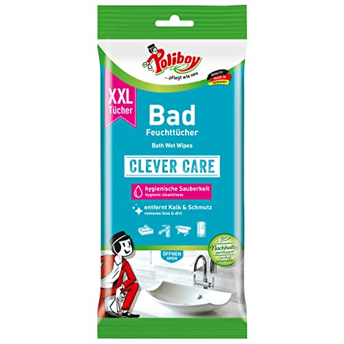 Poliboy Clever Care - Salviette umidificate per la pulizia del bagno, misura XXL, 24 pezzi