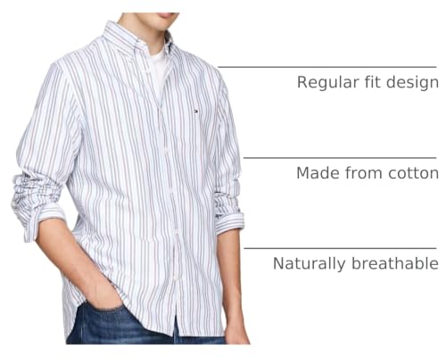Image of Tommy Hilfiger Men's Long Sleeve Oxford Shirts in Regular Fit, Men's Button Down Shirts, Also Available in Big and Tall