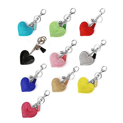 Design romântico amor coração chaveiro feminino contas de strass chaveiro bolsa pingente longa borla