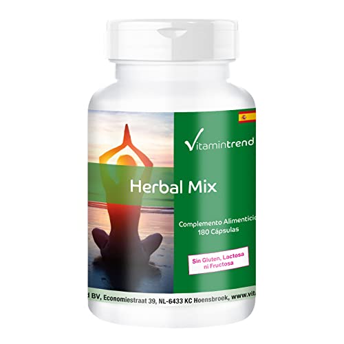 Herbal Mix – 180 cápsulas – Extractos de plantas con Vitamina B6, B12 y Ácido fólico | Vitamintrend®