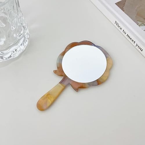 Make-up-Spiegel mit Essigsäure-Material, runder Handspiegel mit Griff Cover