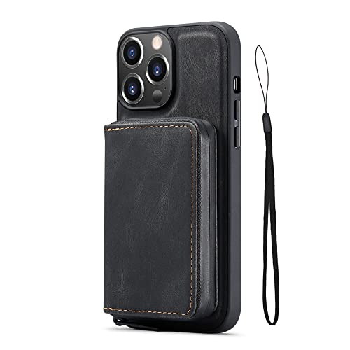 Housse en cuir détachable iPhone 13 Mini portefeuille magnétique noir