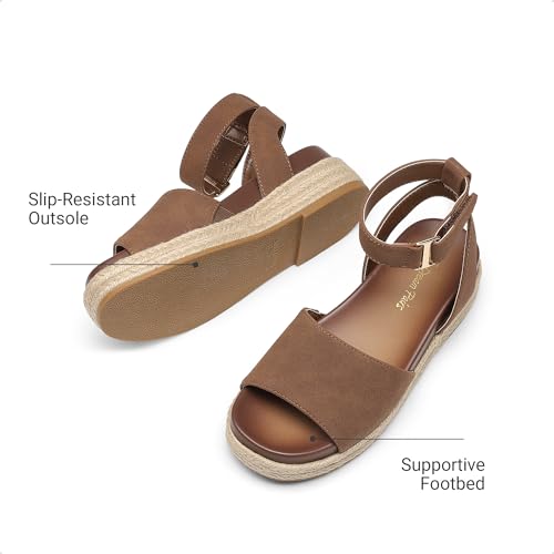 Image of DREAM PAIRS Girls Platform Wedge Open Toe Espadrille Sandals with Buckle Ankle Strap for Little Kid /Big Kid