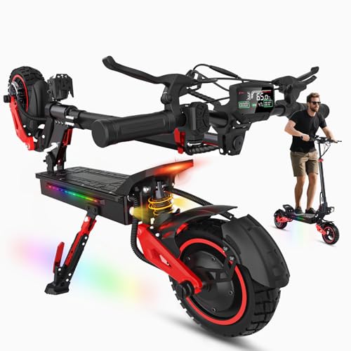 1600W Patinete Eléctrico Adultos Autonomía 45-55KM, 48V/18Ah Batería, Ruedas 10.5' Todoterreno Electric Scooter Doble Frenado Sistema Patinete Electrico Plegable de Aluminio Capacidad Carga 150kg