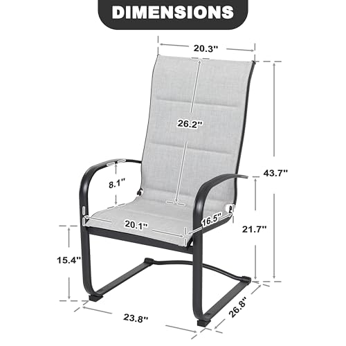 Image of NUU GARDEN Patio Dining Chairs Set of 2, All Weather Outdoor Padded Textilene Patio Chairs, Breathable Spring Motion Textile High Back Outdoor Dining Chairs for Backyard, Lawn, Deck, Gray