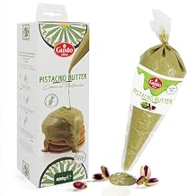 GUSTO ETNA Pistachio Nut Butter Cream in Squeeze Pouch, Spread, Cake Filling & Icing, Frosting, Dessert, Sweet Pistachio Butter, Pistachio Paste, From Bronte, Sicily, Italy, Non GMO, 14.1 oz 400 g