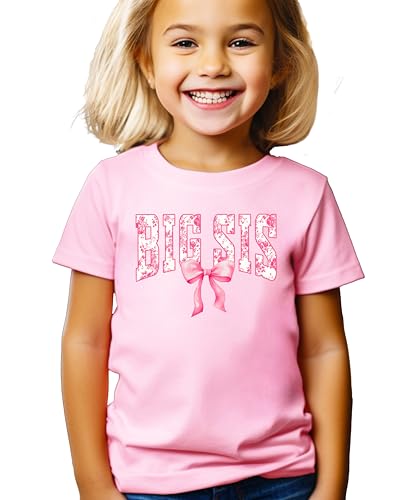 Pink Floral Big Sis Shirt for Toddlers, Girls & Teens Older Sister Coquette Bow T-Shirt3