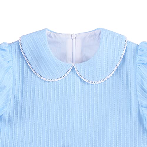 Sunny Fashion Girls Dress Blue Collar Pink Flower Scary Horror Twins Halloween4